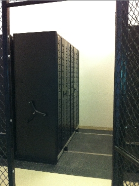 Mobile Weapon Rack System inside cage