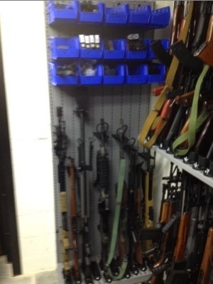 Weapon Shelving with bins & gear