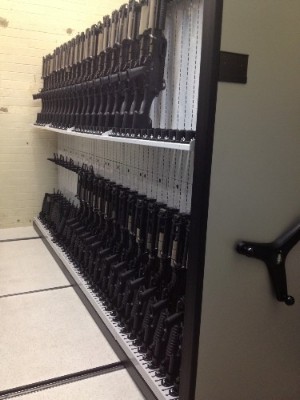 Crew Serves stored in Combat Weapon Shelving