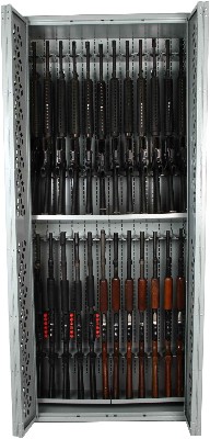 LEO-24 weapon rack storing 12 shotguns & 12 M16