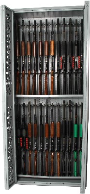 Combat Weapon Rack configured with 24 shotguns
